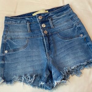 High waisted jean shorts